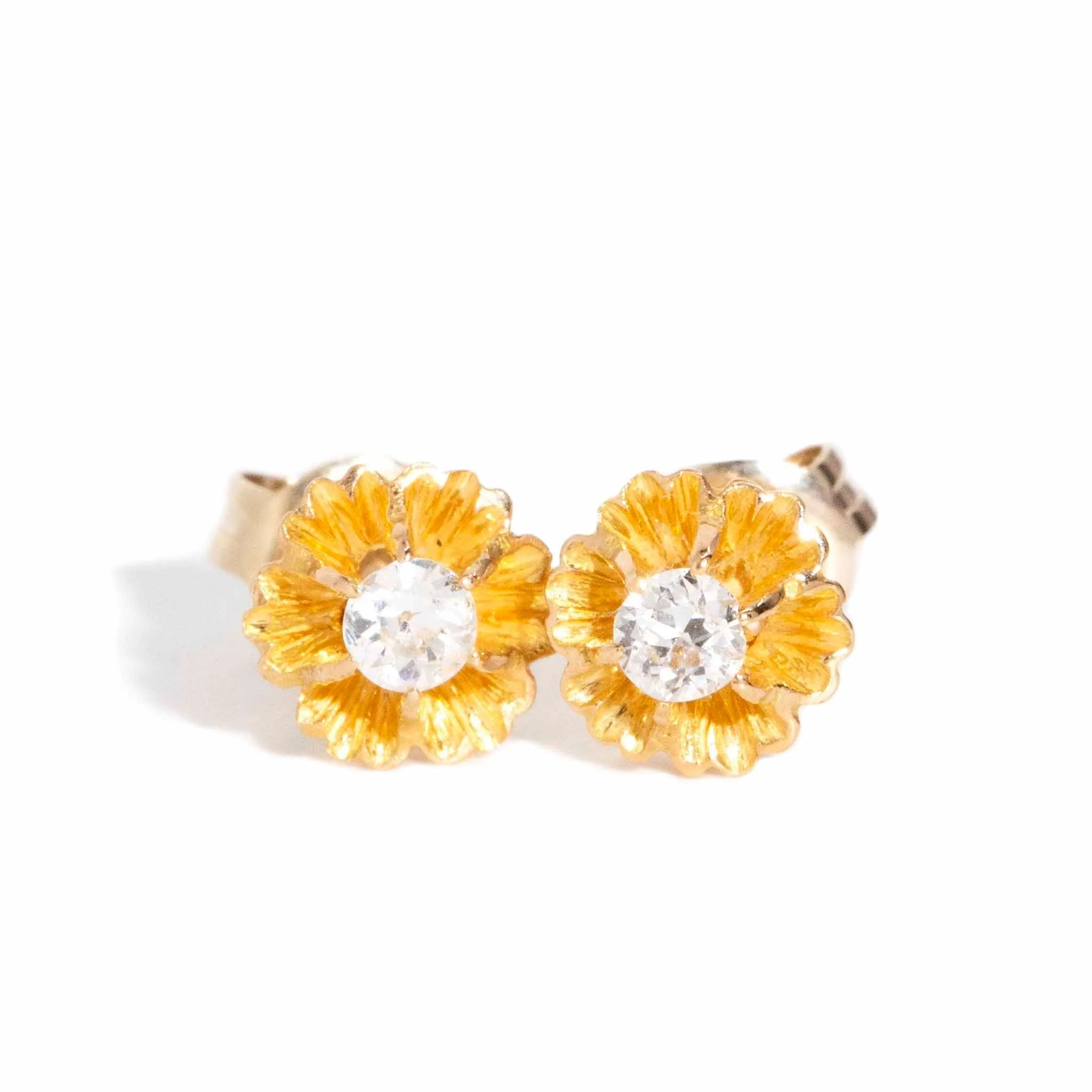 Rosamund Old Cut Diamond Studs 20ct Gold 18ct Backs