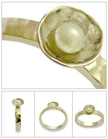 Rose Gold Silver Pearl Ring - Delicate.