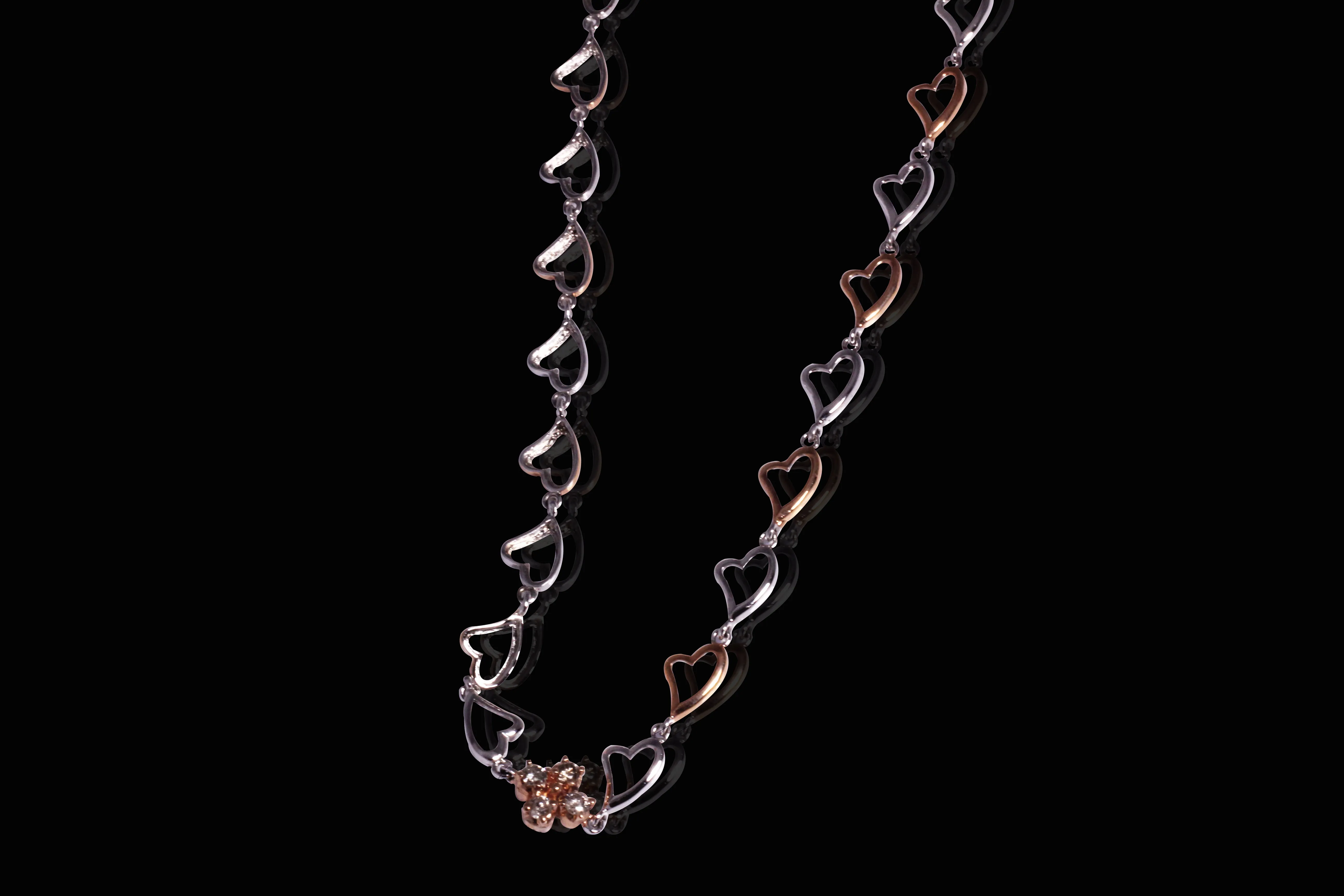 Rose Hearts Champagne Diamonds Necklace