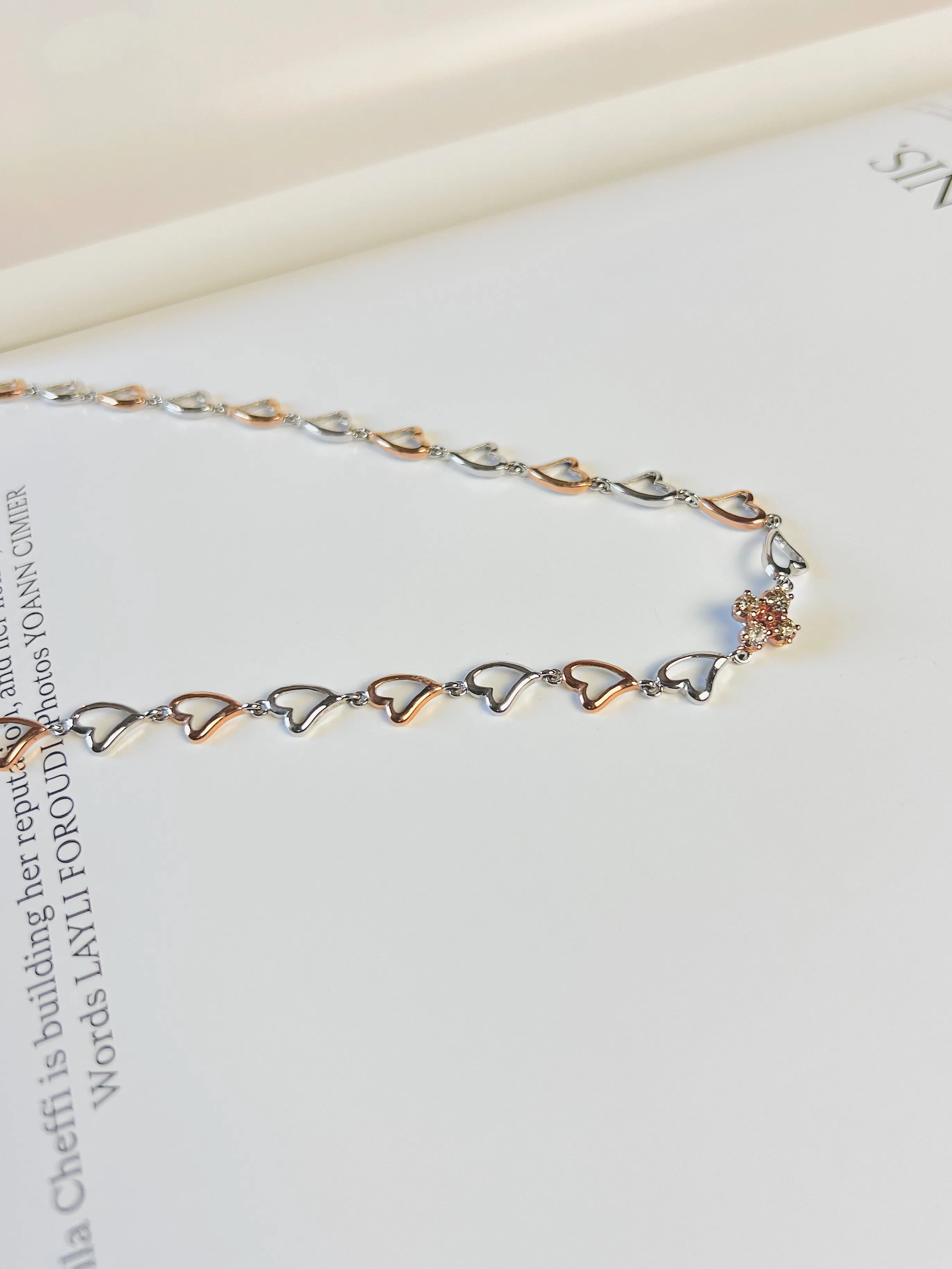 Rose Hearts Champagne Diamonds Necklace