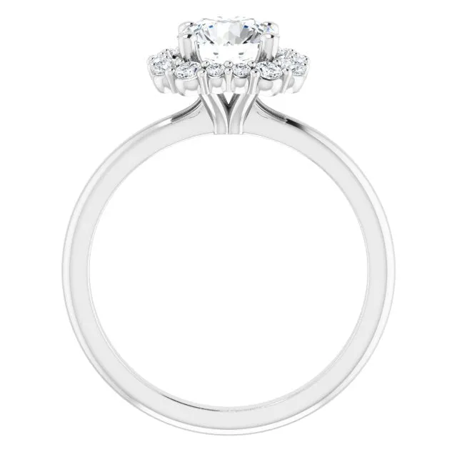 Round Diamond Cushion Halo Engagement Ring