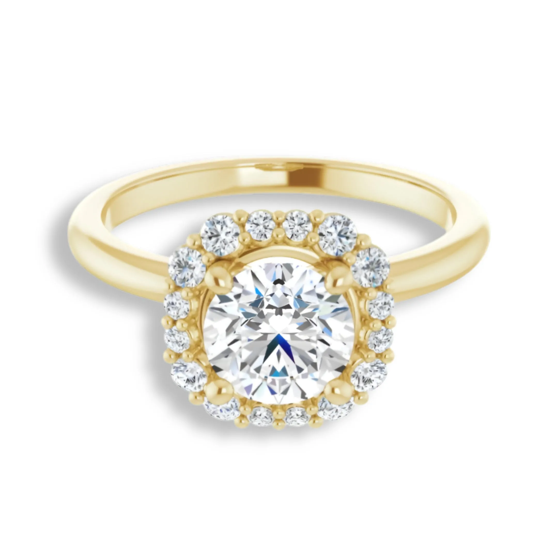 Round Diamond Cushion Halo Engagement Ring