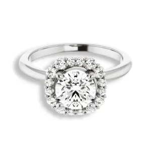 Round Diamond Cushion Halo Engagement Ring