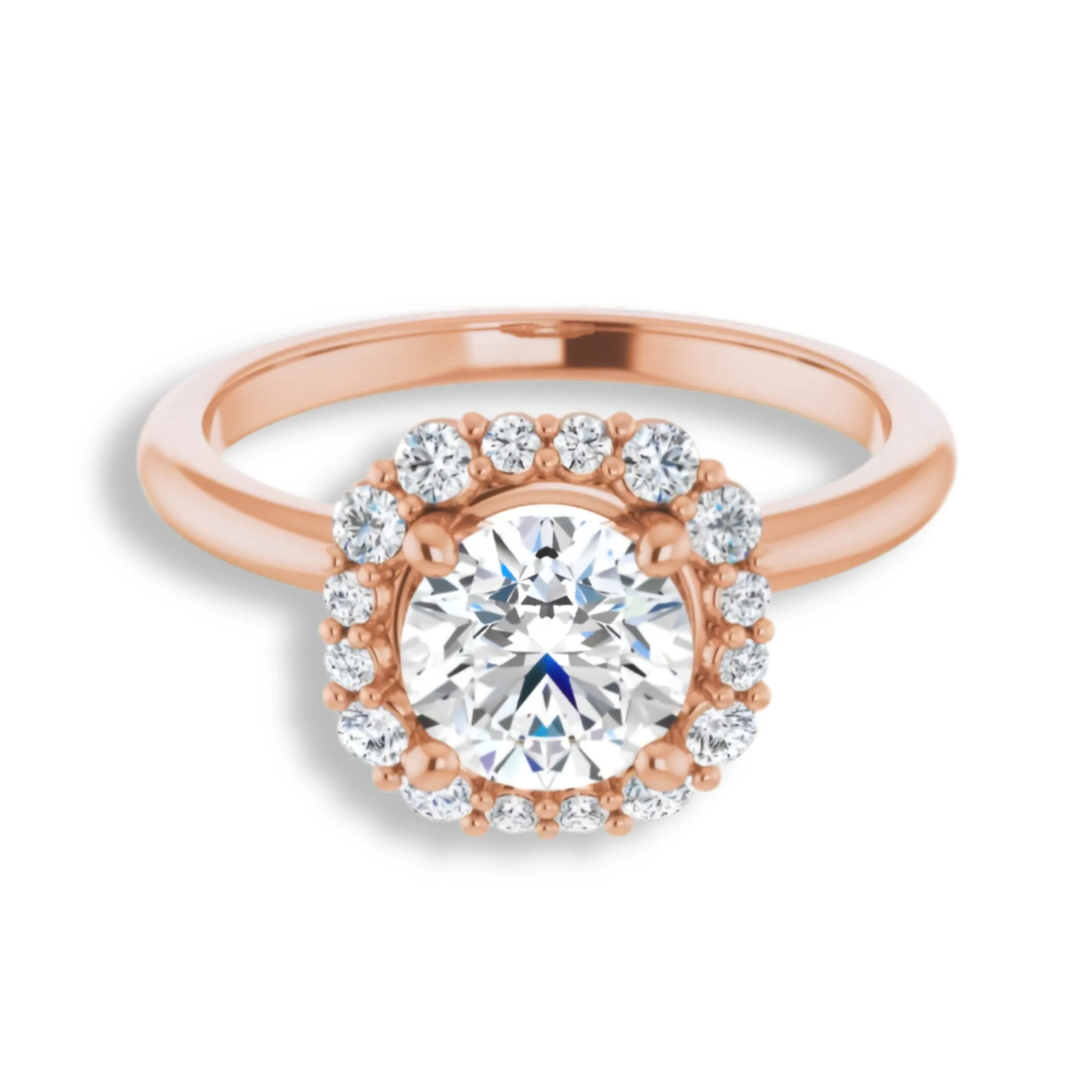 Round Diamond Cushion Halo Engagement Ring