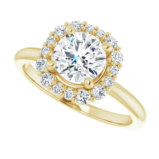 Round Diamond Cushion Halo Engagement Ring