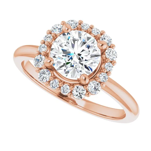 Round Diamond Cushion Halo Engagement Ring