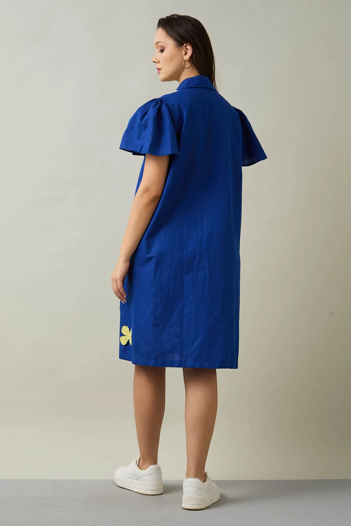 Royal Blue Patchwork Shirt Dress