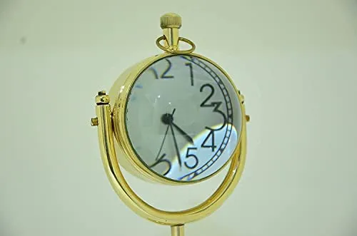 Royal Collection| Handmade Brass Clock Desk & Table Clock with Globe Style &Royal Nautical Numeric Dial Clock for Study Table, Office, Bedroom, Living Room, Home Decor, Wedding Gift