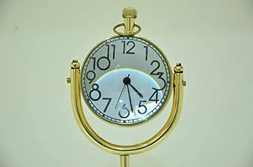 Royal Collection| Handmade Brass Clock Desk & Table Clock with Globe Style &Royal Nautical Numeric Dial Clock for Study Table, Office, Bedroom, Living Room, Home Decor, Wedding Gift