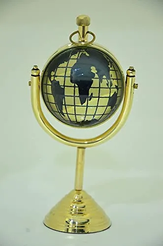 Royal Collection| Handmade Brass Clock Desk & Table Clock with Globe Style &Royal Nautical Numeric Dial Clock for Study Table, Office, Bedroom, Living Room, Home Decor, Wedding Gift
