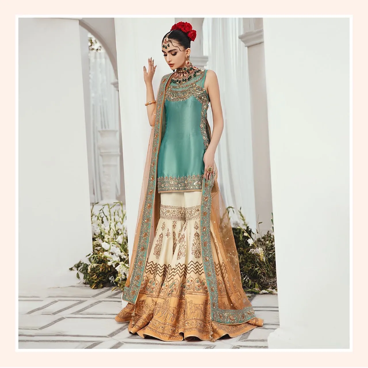 Royal Gharara Kameez and Dupatta Pakistani Bridal Dress