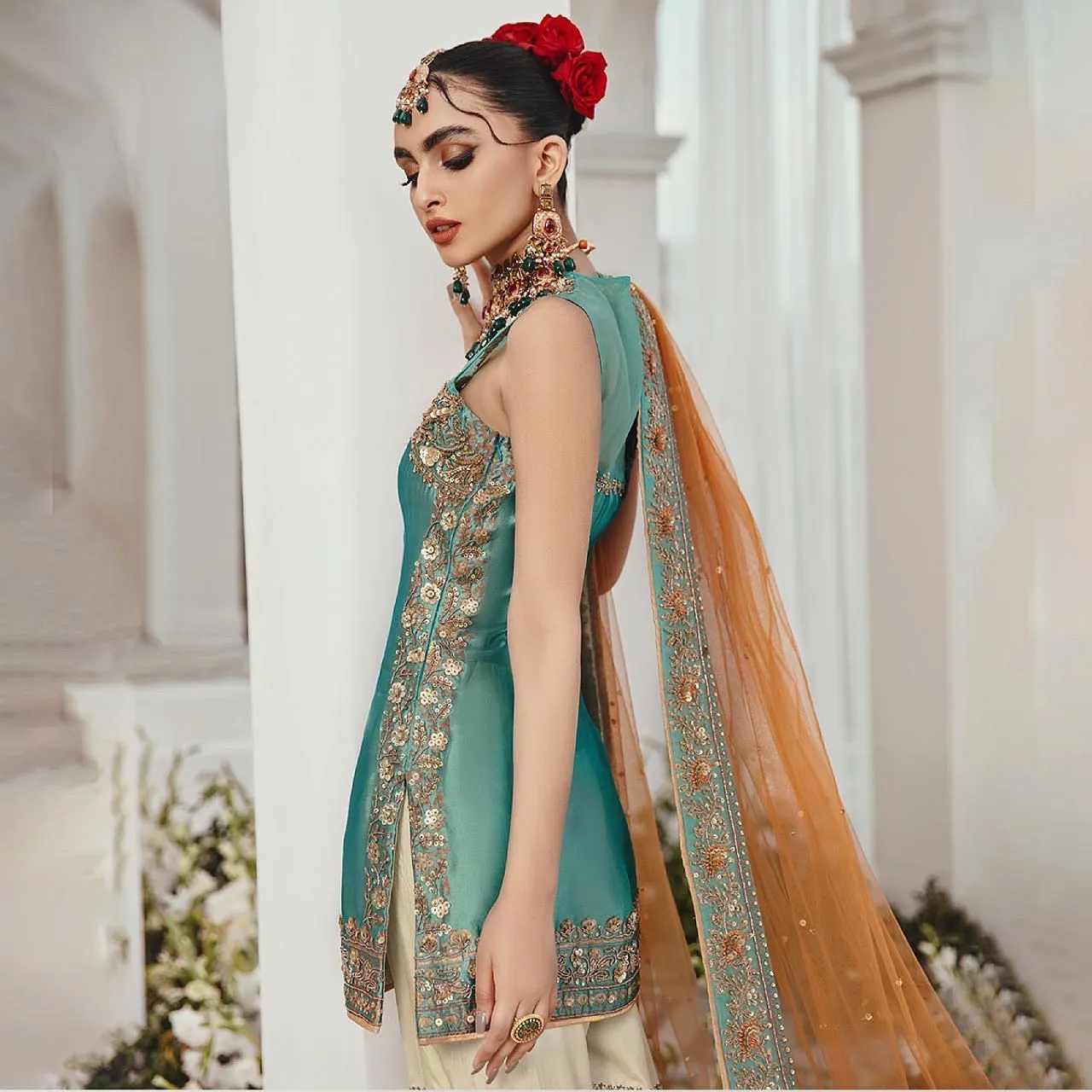 Royal Gharara Kameez and Dupatta Pakistani Bridal Dress