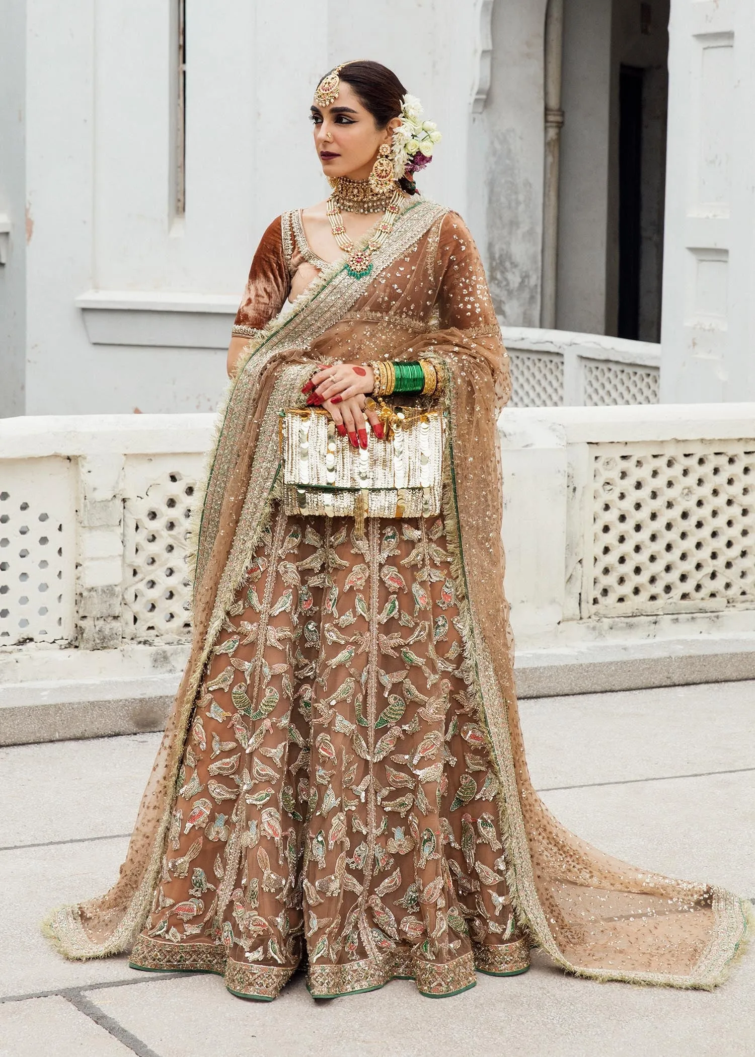 Royal Net Lehenga and Velvet Choli Bridal Wedding Dress