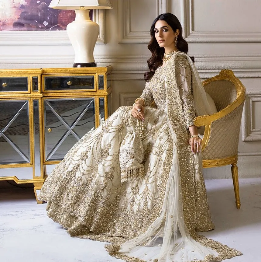 Royal Pakistani Bridal Dress in Lehenga Frock Style