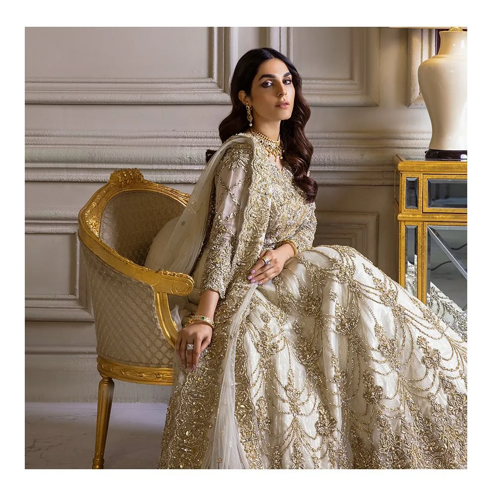 Royal Pakistani Bridal Dress in Lehenga Frock Style