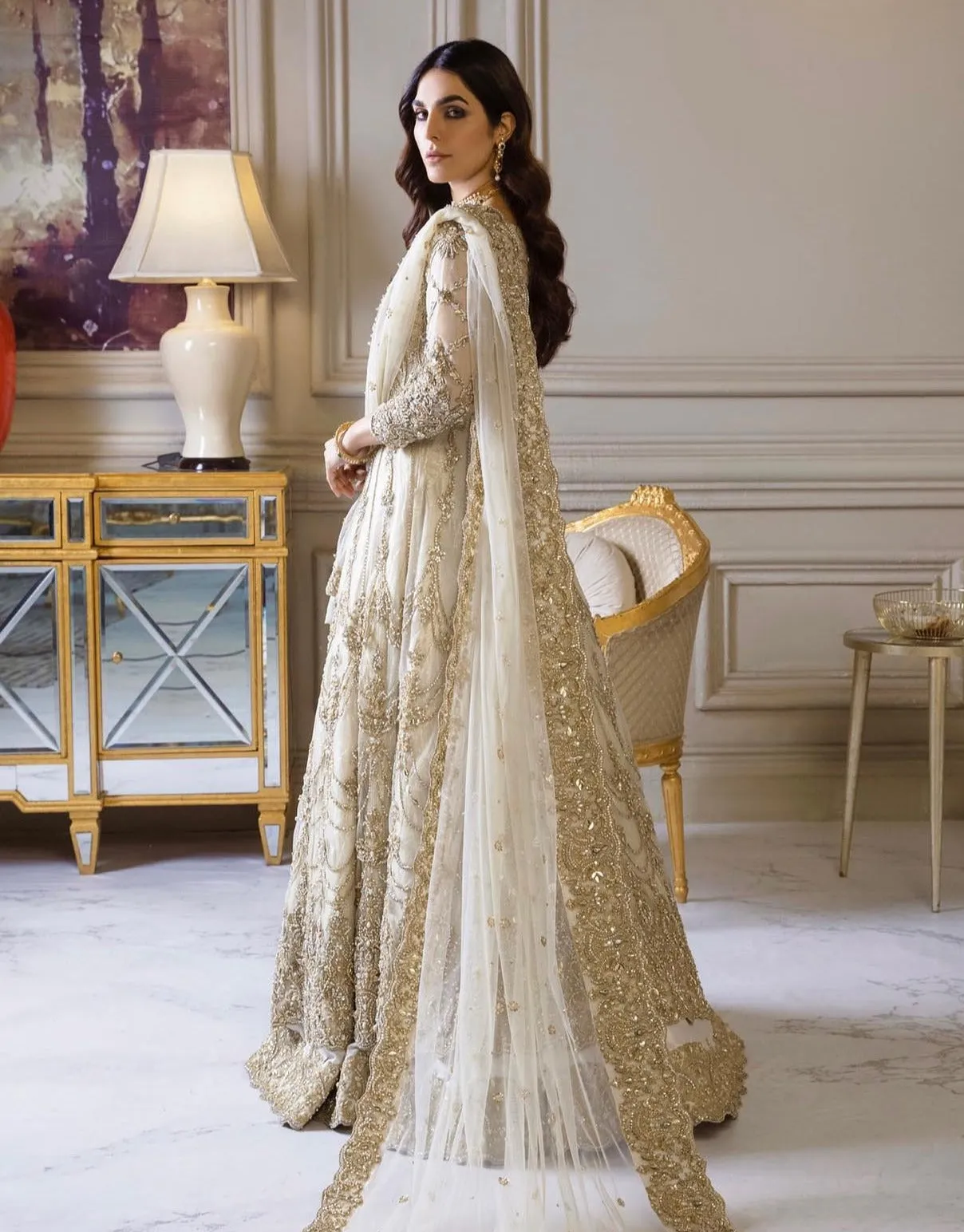 Royal Pakistani Bridal Dress in Lehenga Frock Style