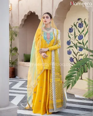 Royal Pakistani Yellow Dress for Mehndi Function #BS205