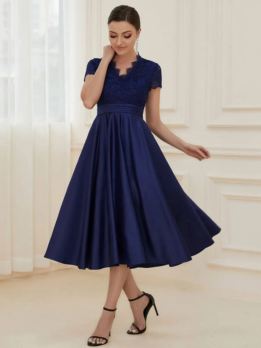 Roycebridal June tea length mother of the bride/groom dress in Navy Express NZ wide