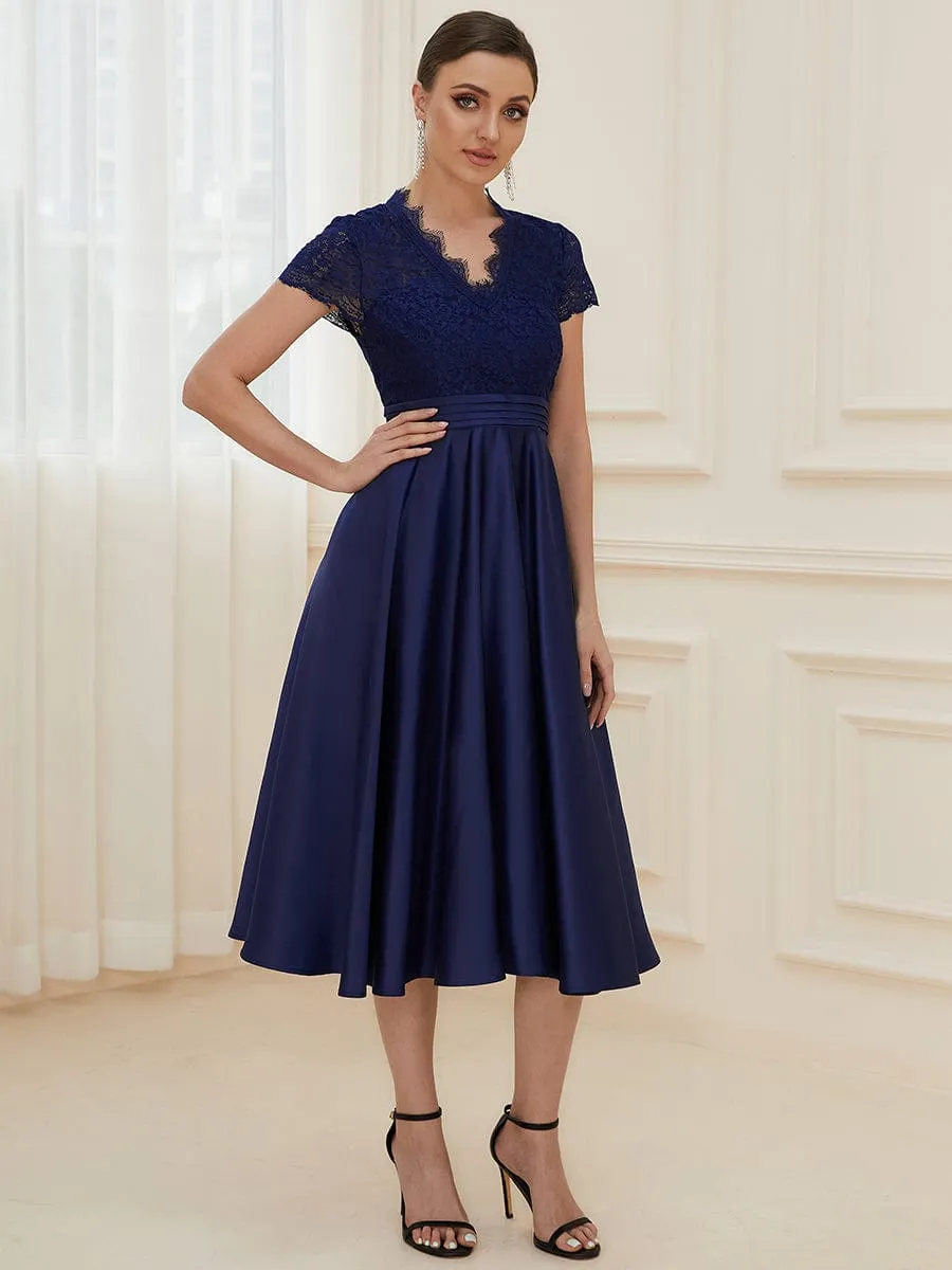 Roycebridal June tea length mother of the bride/groom dress in Navy Express NZ wide