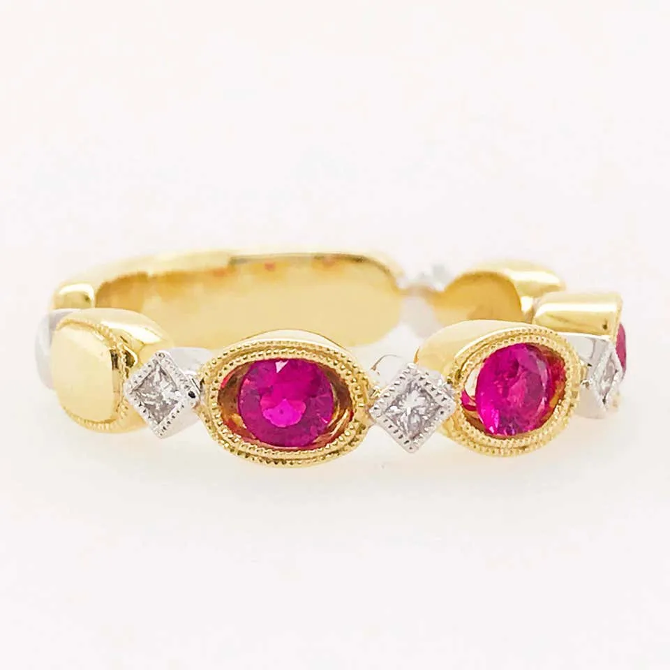 Ruby and Diamond Two Toned Ring