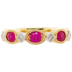 Ruby and Diamond Two Toned Ring