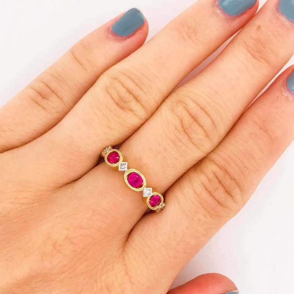 Ruby and Diamond Two Toned Ring