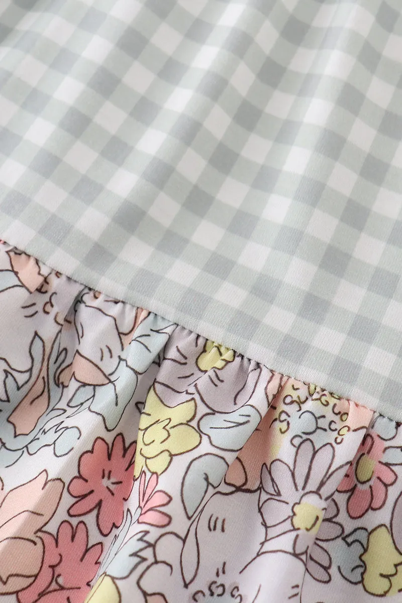 Sage Pastel Floral Harmony Mom&me Gingham Dress