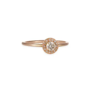 SALE - Baby Champagne Diamond Halo Ring