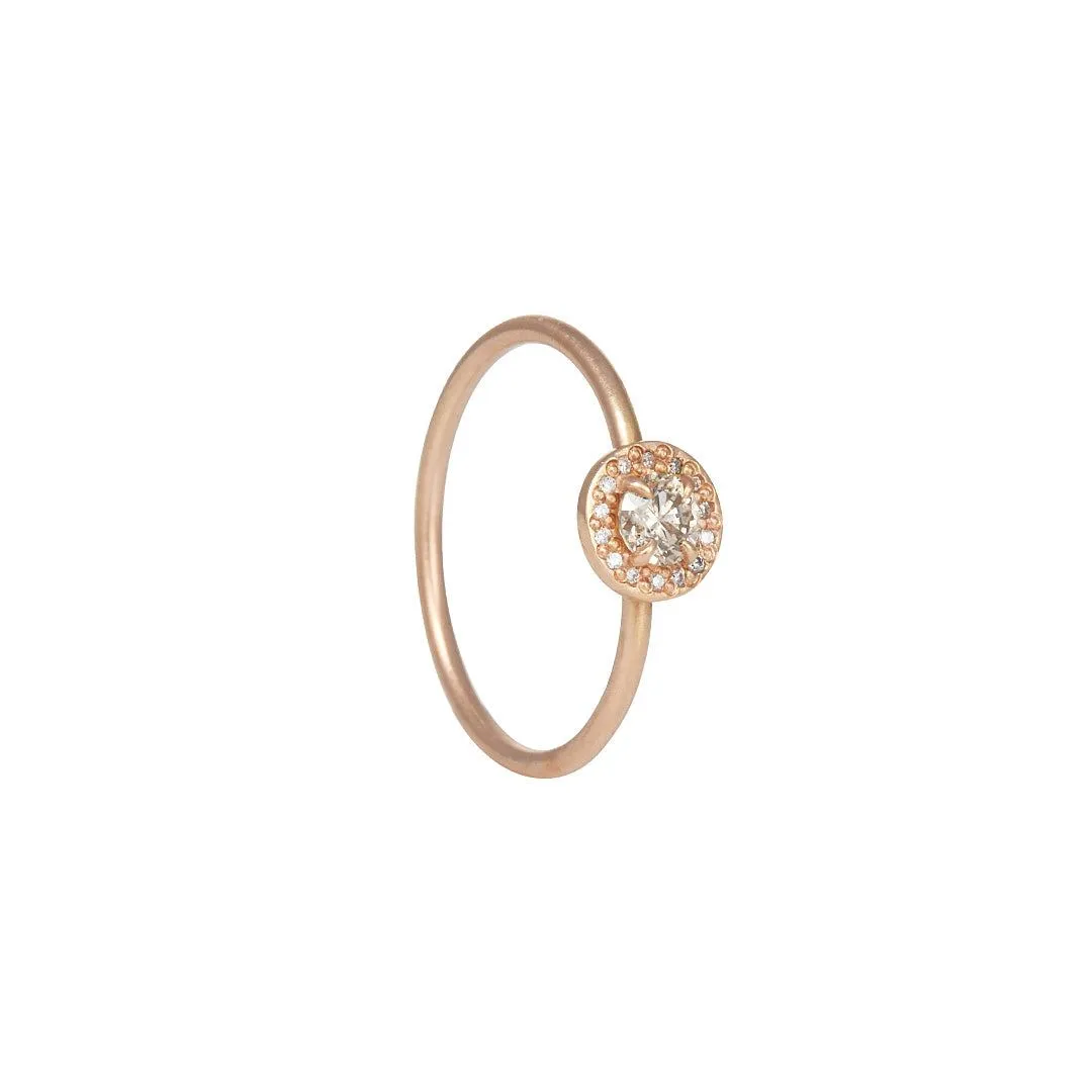 SALE - Baby Champagne Diamond Halo Ring