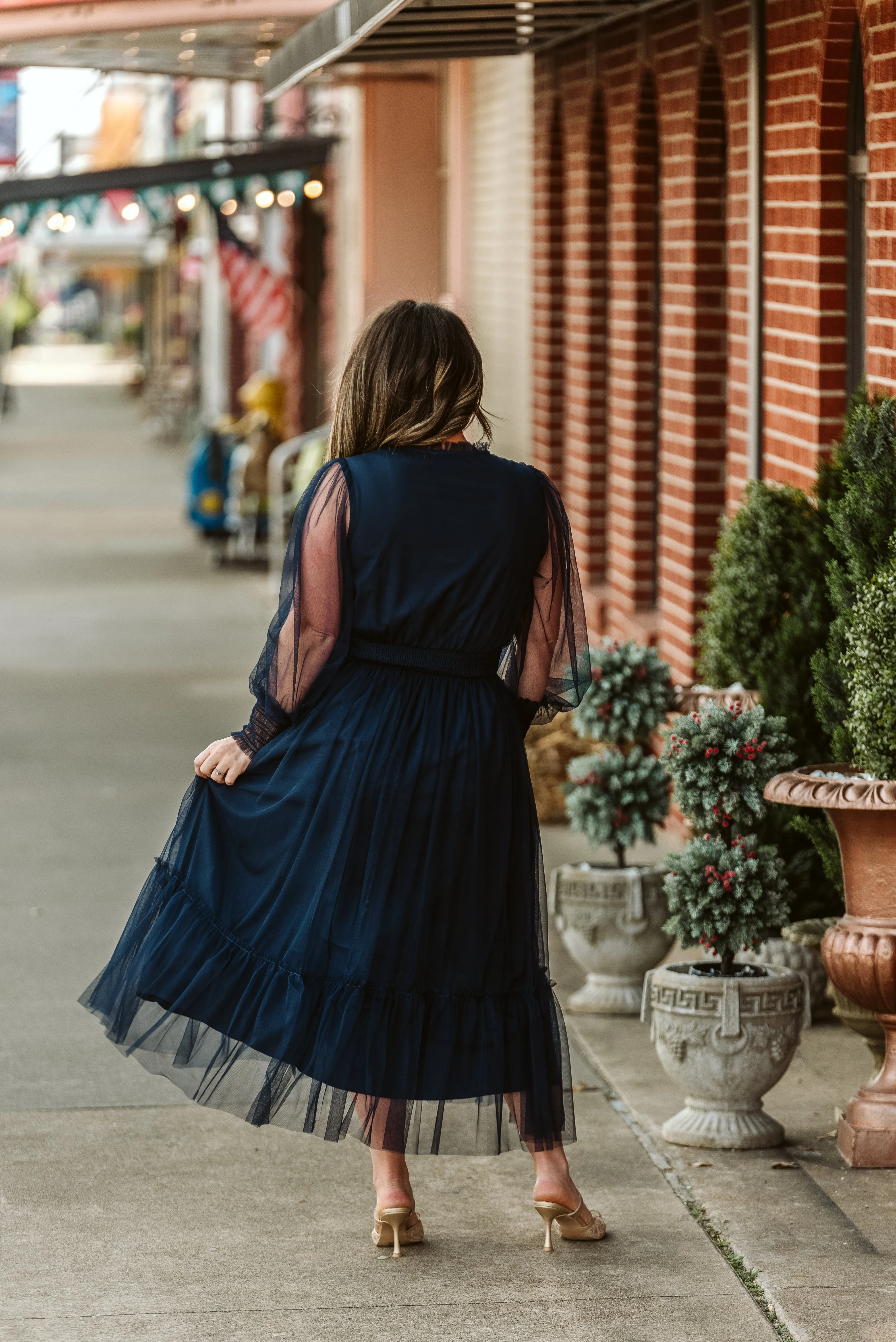 SALE Delicate Sheer Mesh Midi Dress