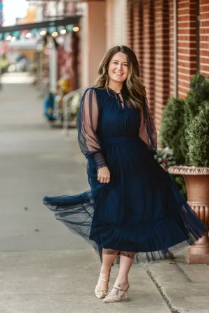 SALE Delicate Sheer Mesh Midi Dress