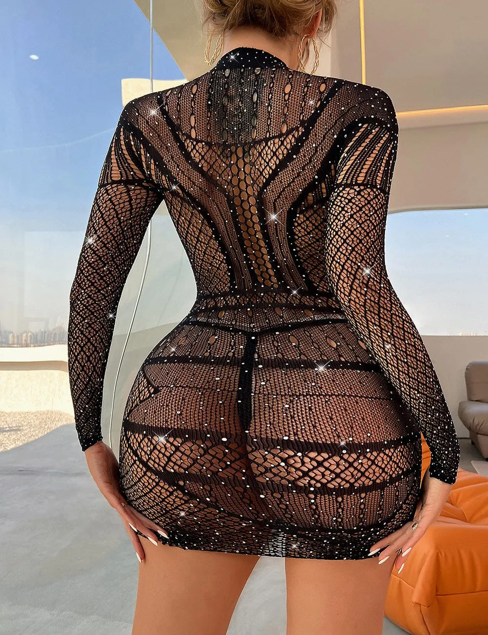 Scandals Sexy Sparkle Rhinestone Bodystocking Dress