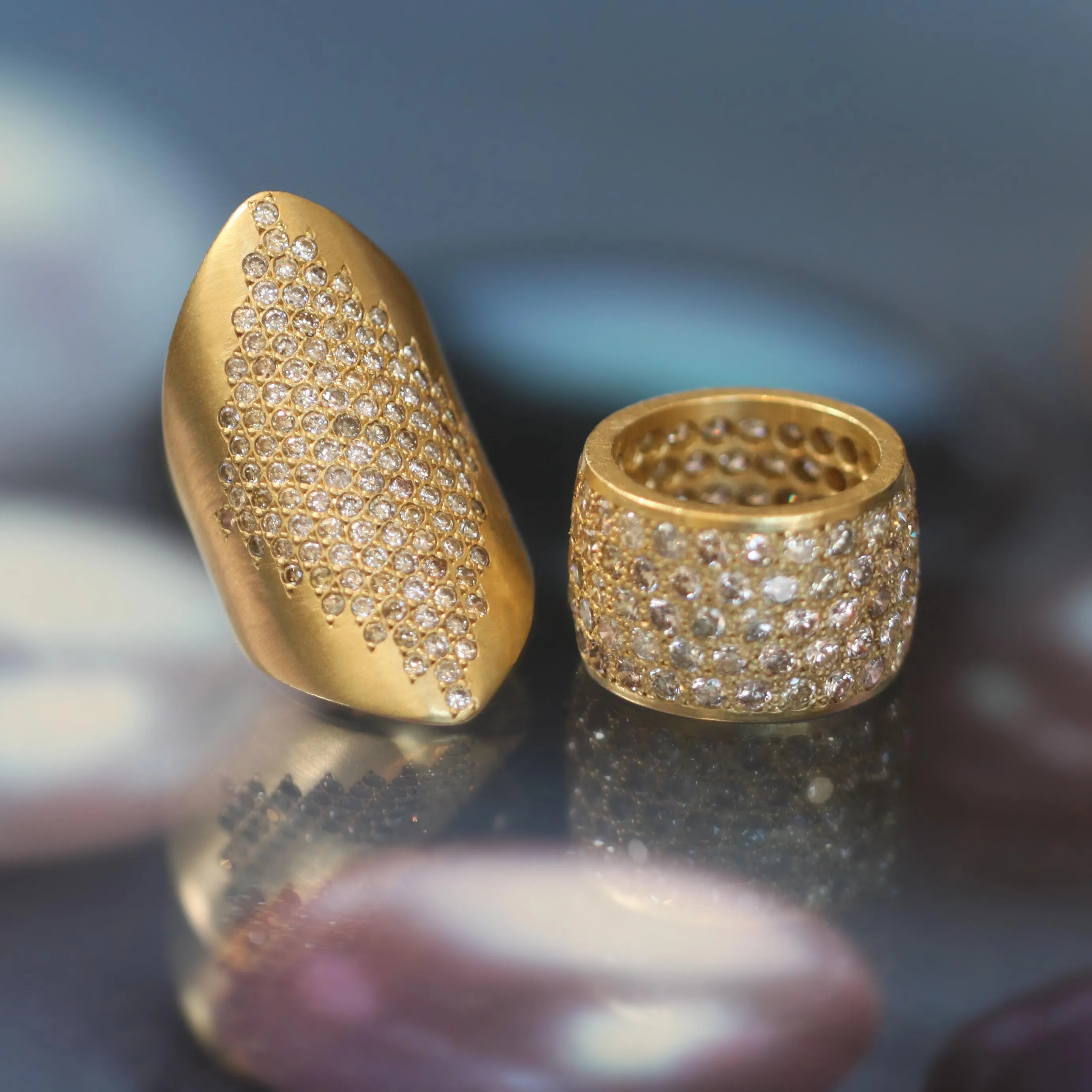 Scattered Diamond Shield Ring
