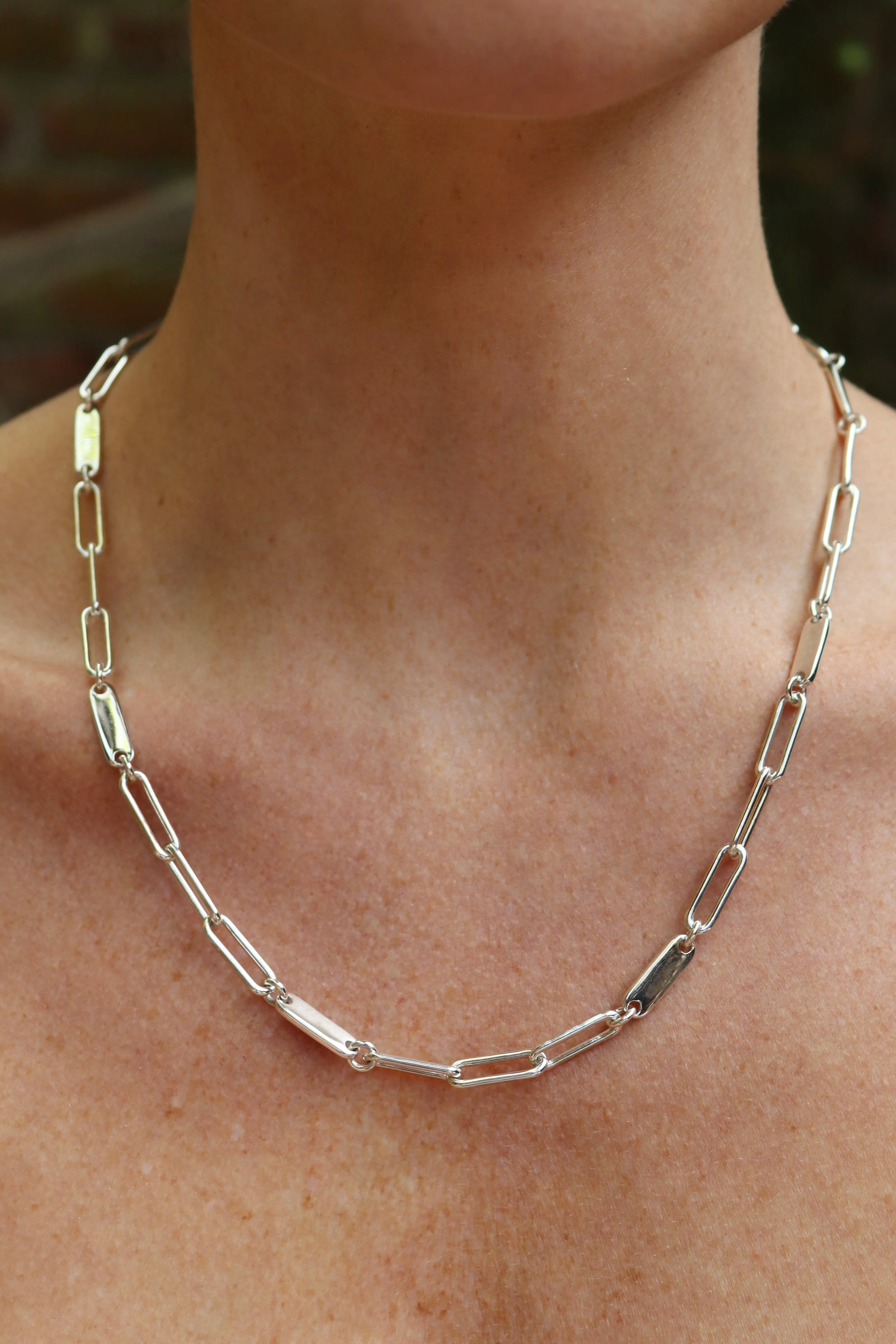 Scosha Elliptical Chain Necklace in Sterling Silver