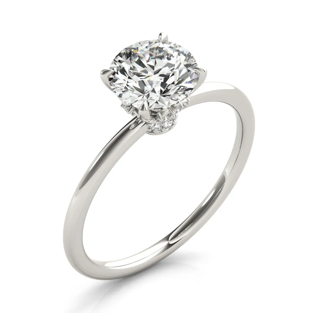 Secret Halo Round Diamond Solitaire Engagement Ring