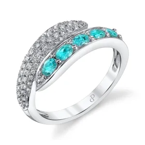 Serpentine - 18K White Gold Natural Paraiba Tourmaline Ring