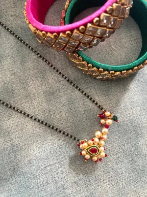 Short Mangalsutra Designs Gold Plated Latest Nath Pendant Mangalsutra