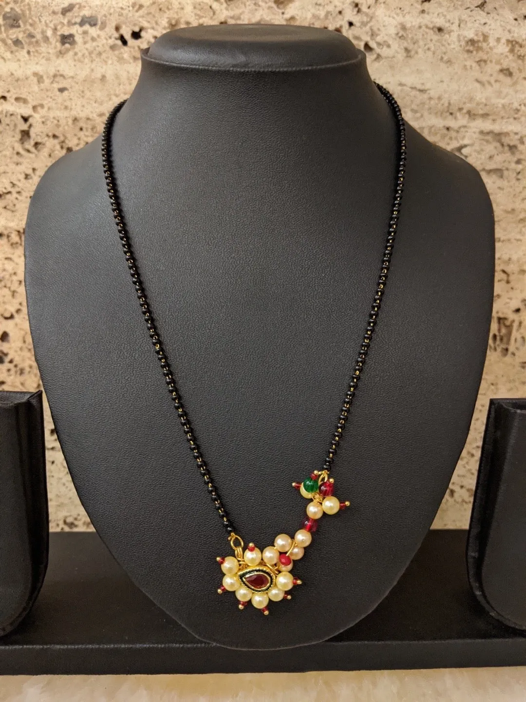 Short Mangalsutra Designs Gold Plated Latest Nath Pendant Mangalsutra
