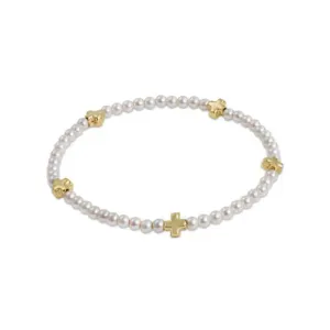 Signature Cross Gold 3mm Pearl Bracelet