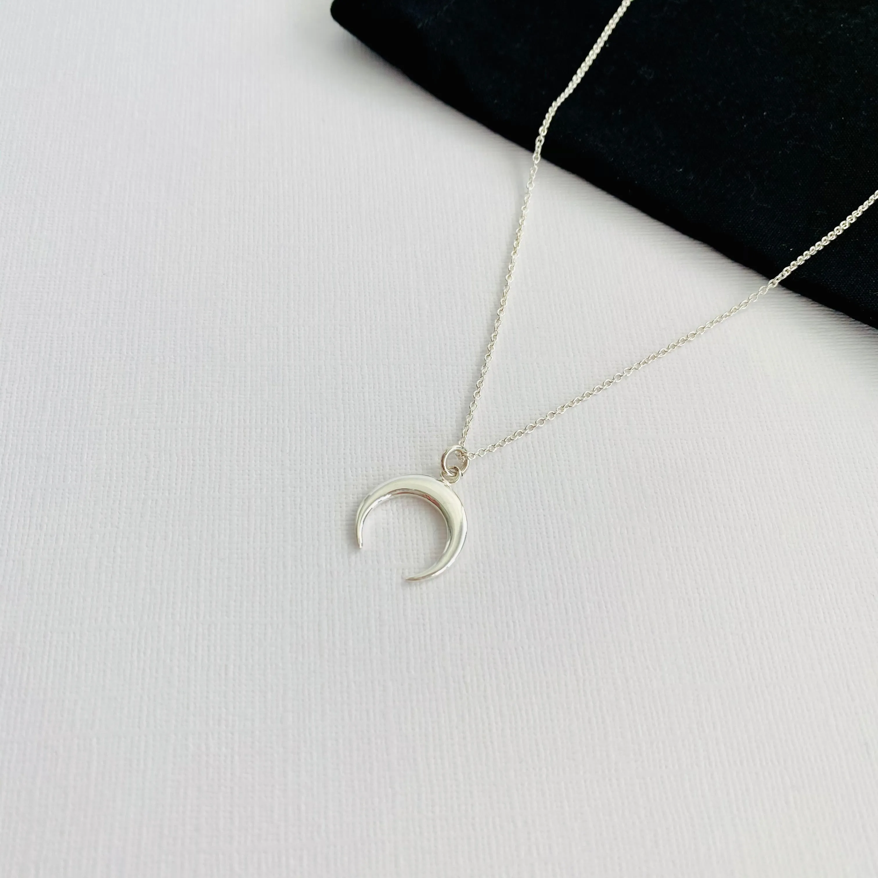 Silver Crescent Necklace