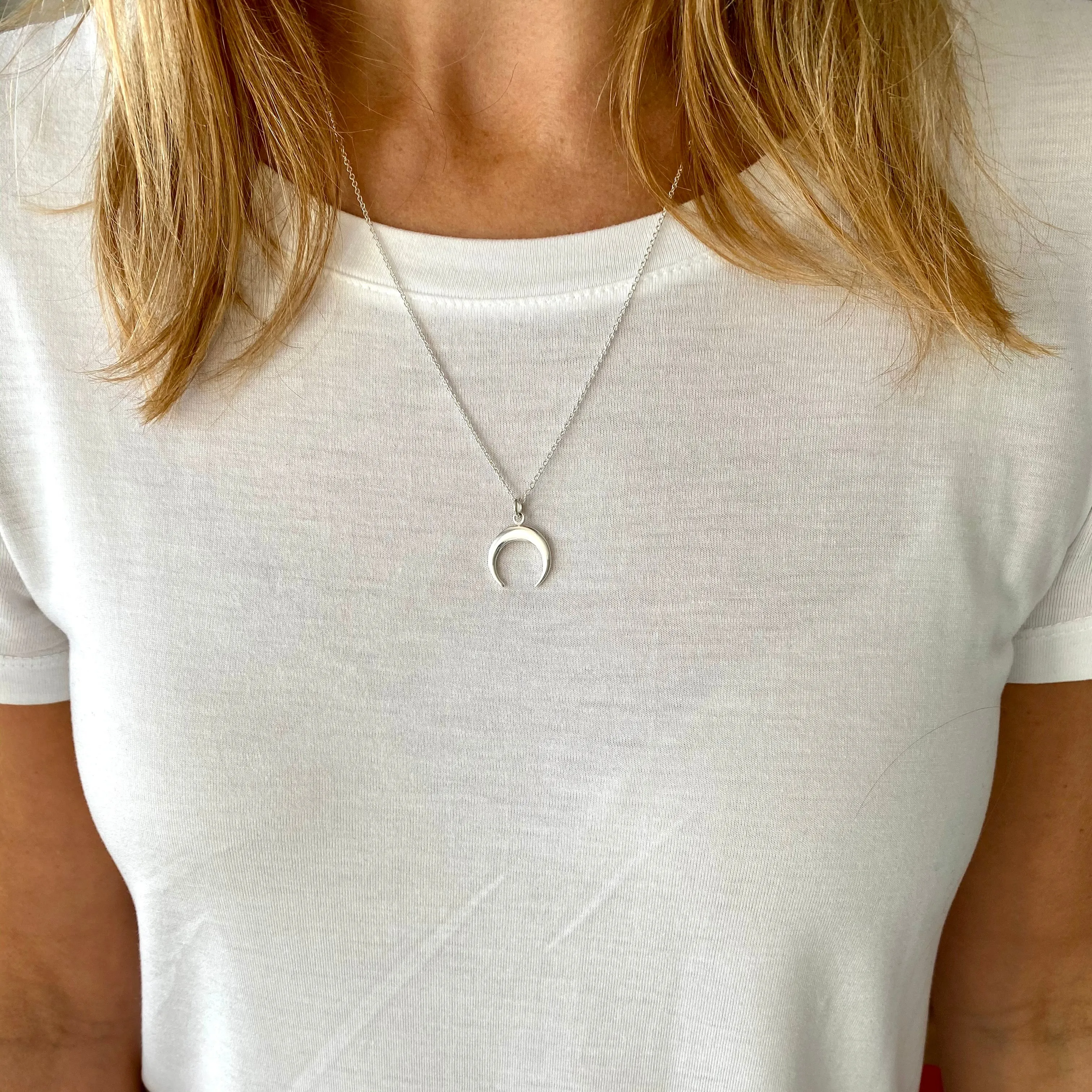 Silver Crescent Necklace