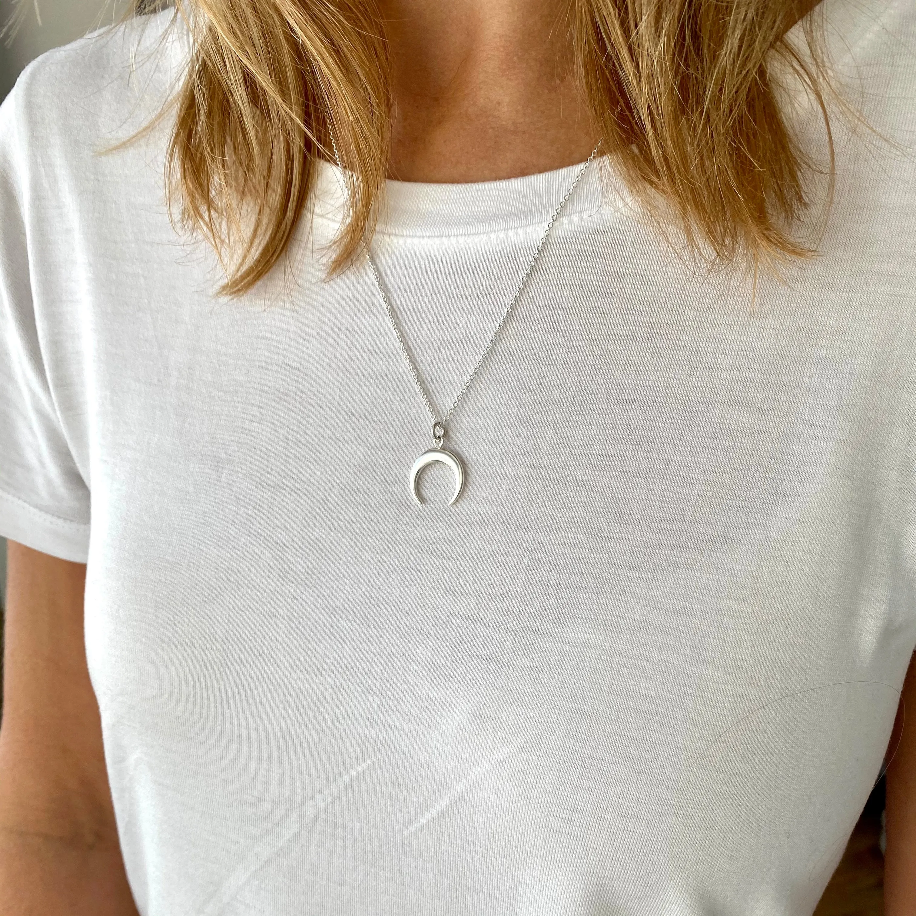 Silver Crescent Necklace