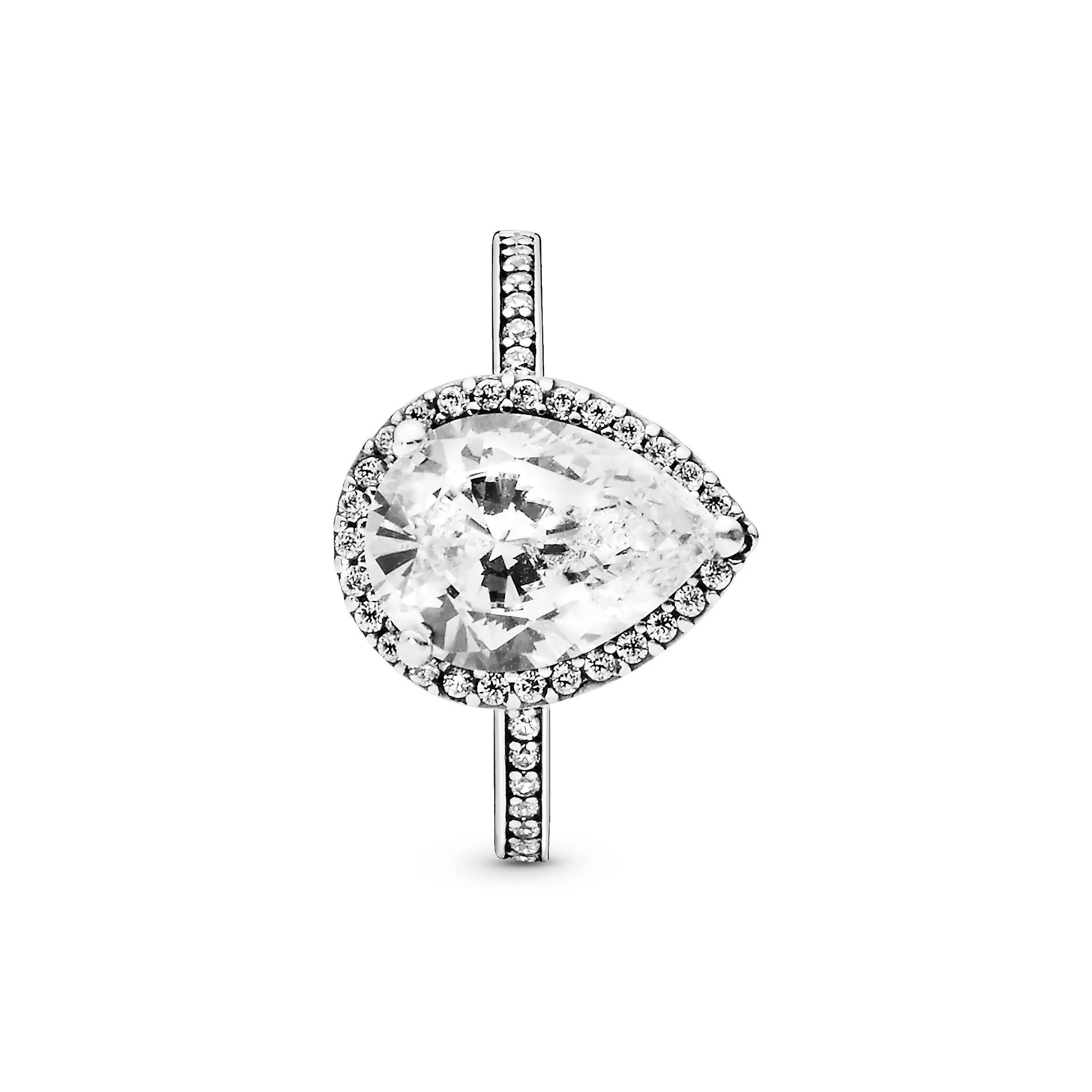 Silver ring with clear cubic zirconia