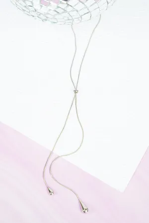 Silvertone Teardrop Slider Necklace