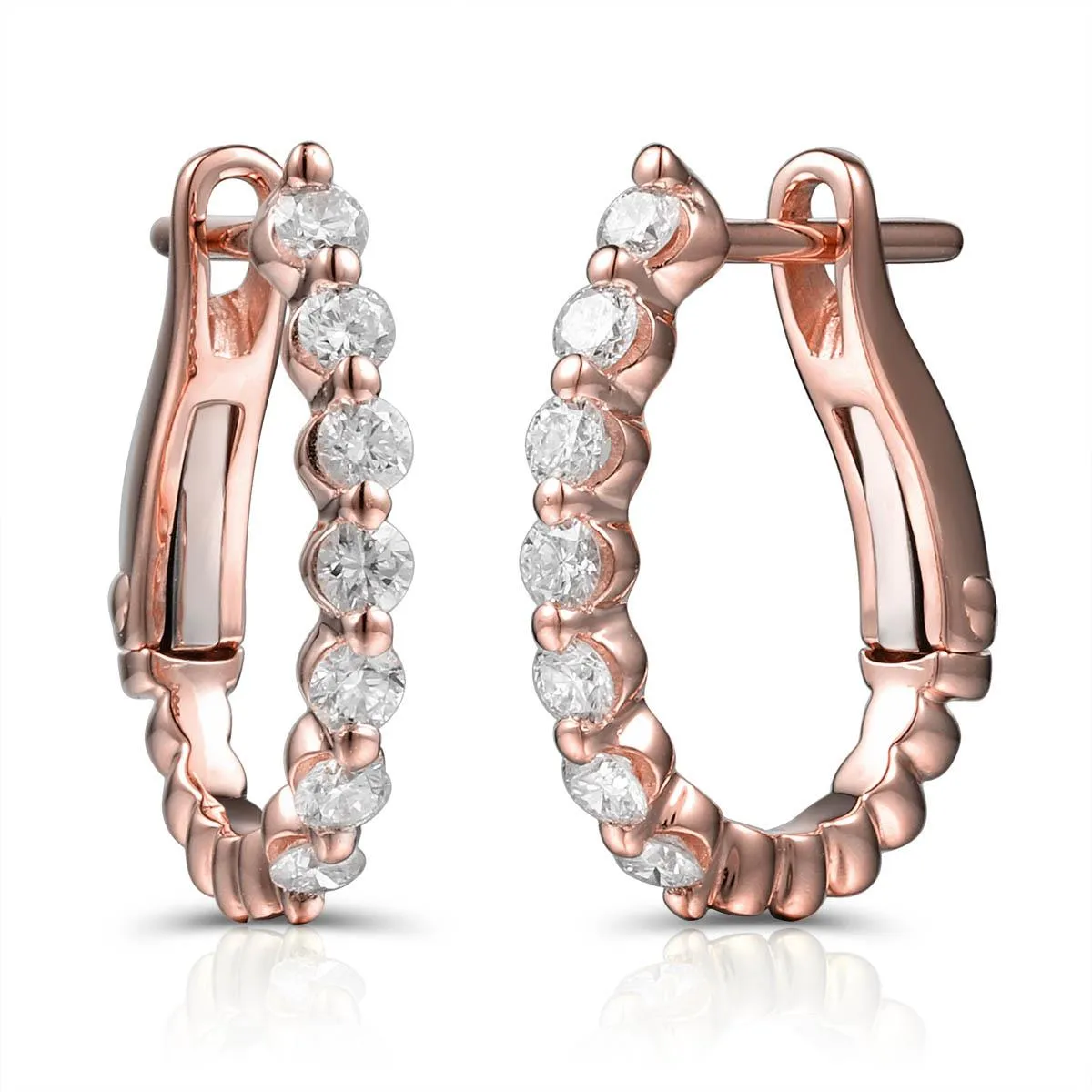 Single Prong Diamond Huggie Earrings 0.35ct t.w.