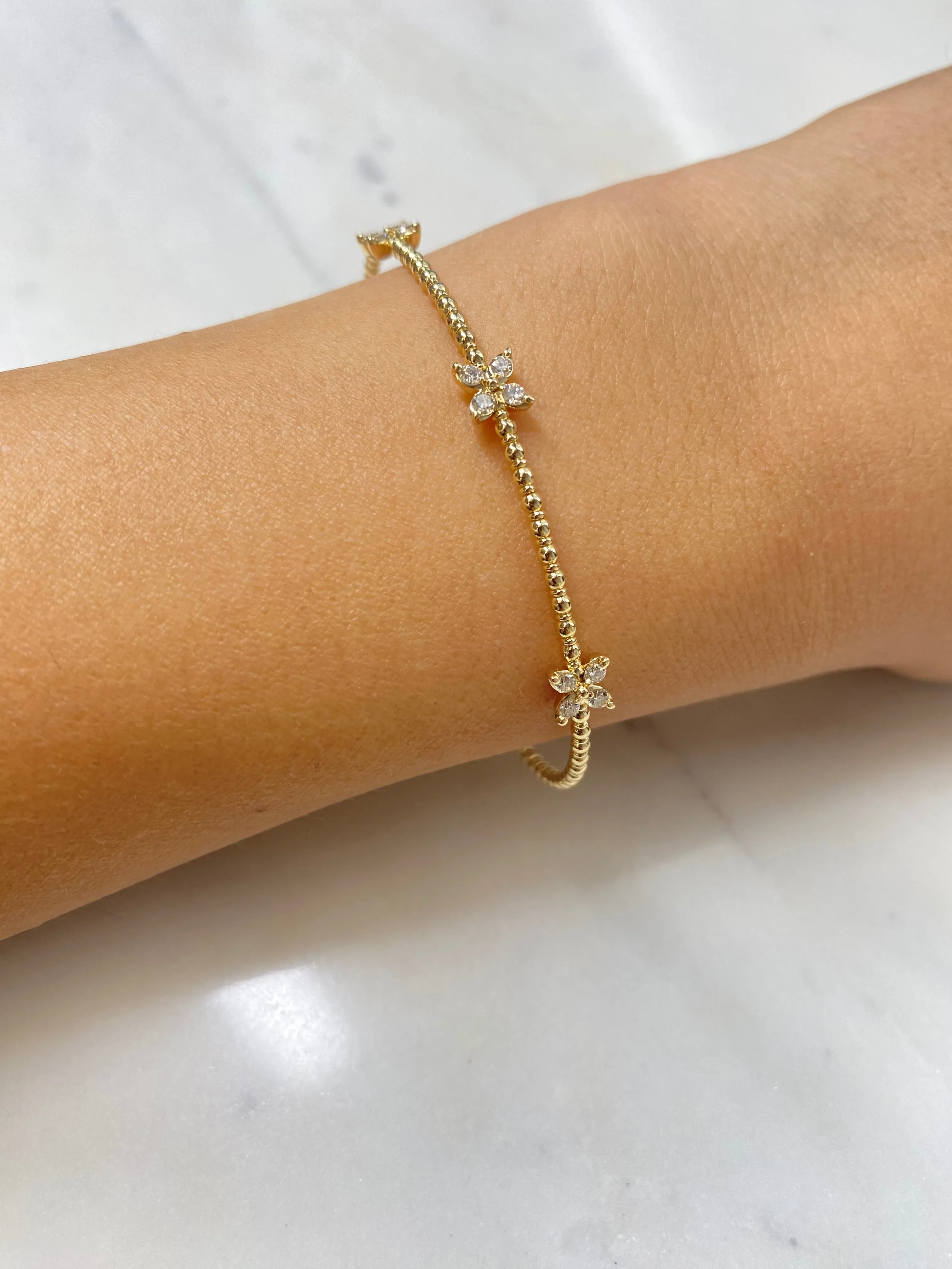 Siroo Three Butterfly Diamond Flex Bangle
