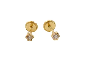 Six-Prong Diamond Baby Earrings