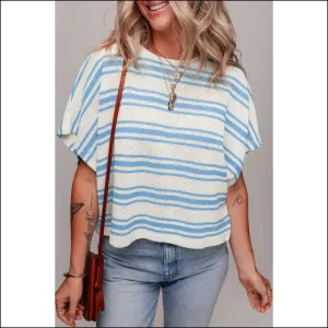 Sky Blue Stripe Boxy Knit: Needful Things'  Gorgeous Tee