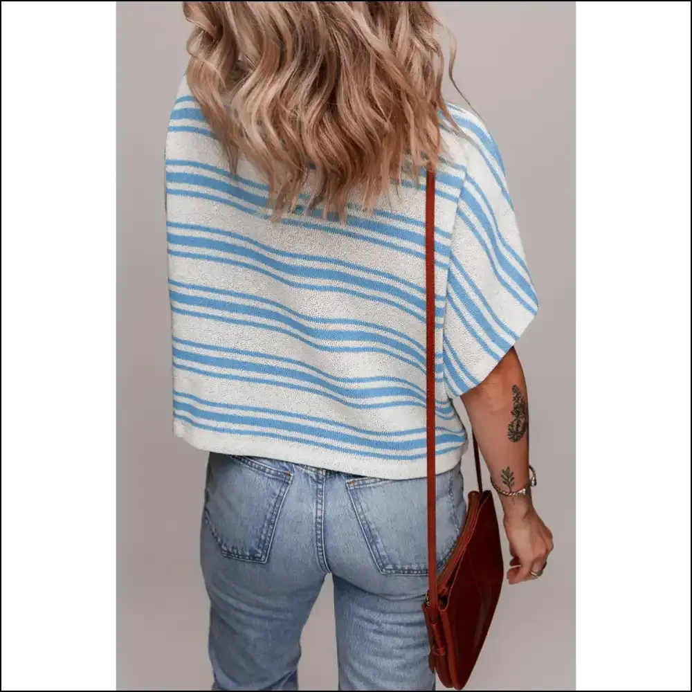 Sky Blue Stripe Boxy Knit: Needful Things'  Gorgeous Tee