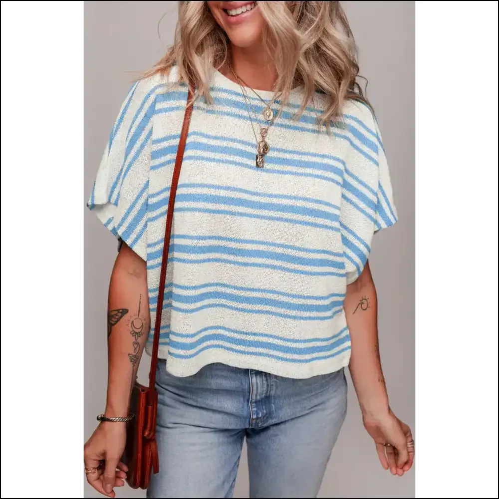 Sky Blue Stripe Boxy Knit: Needful Things'  Gorgeous Tee